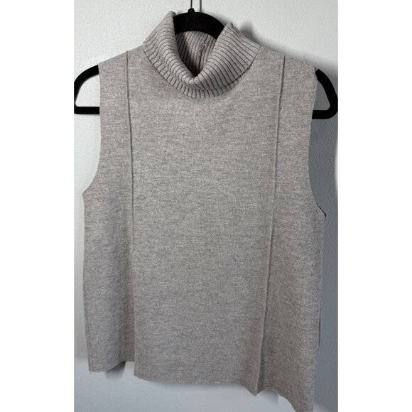 NWT Zara Womens Sleeveless Turtleneck Sweater Medium Gray Minimalist Modern Chic - Picture 1 of 14